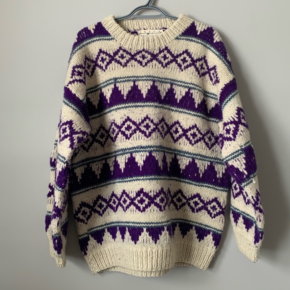 Nvevo Americana Other - Vintage Grandma Hand Knitted Wool Sweater